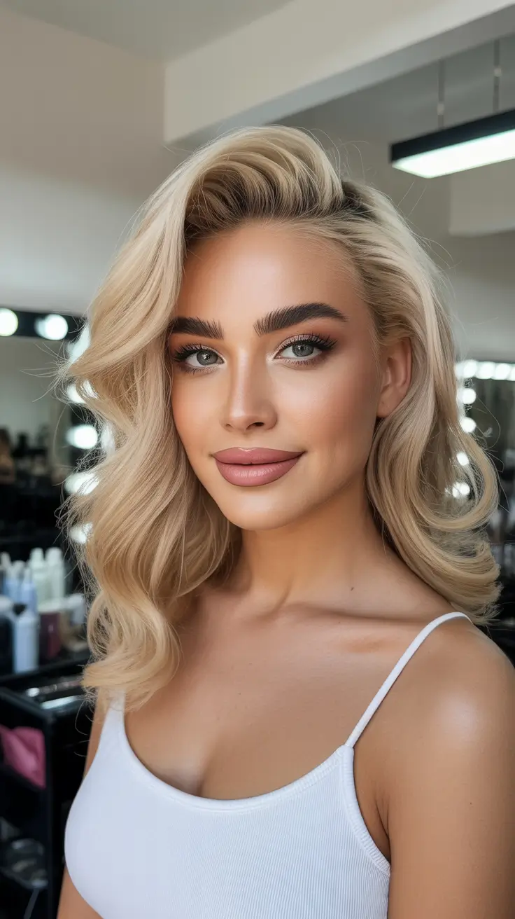 Winter 2025-2026 Haircuts and Color Ideas Golden Hollywood Blonde with Vintage Volume
