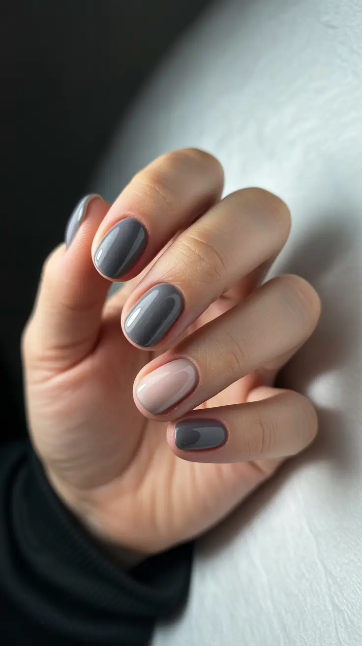 Winter Acrylic Nails 2025–2026 Stormy Grey Minimalism