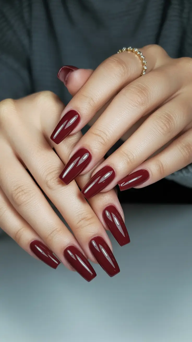 Winter Acrylic Nails 2025–2026 Cabernet Confidence