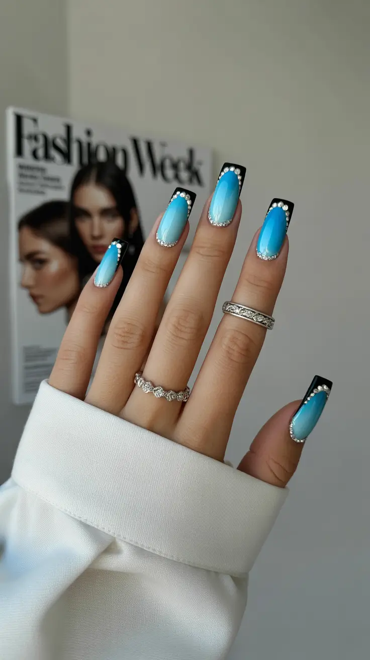 Winter Acrylic Nails 2025–2026 Crystal-Edge French Glam