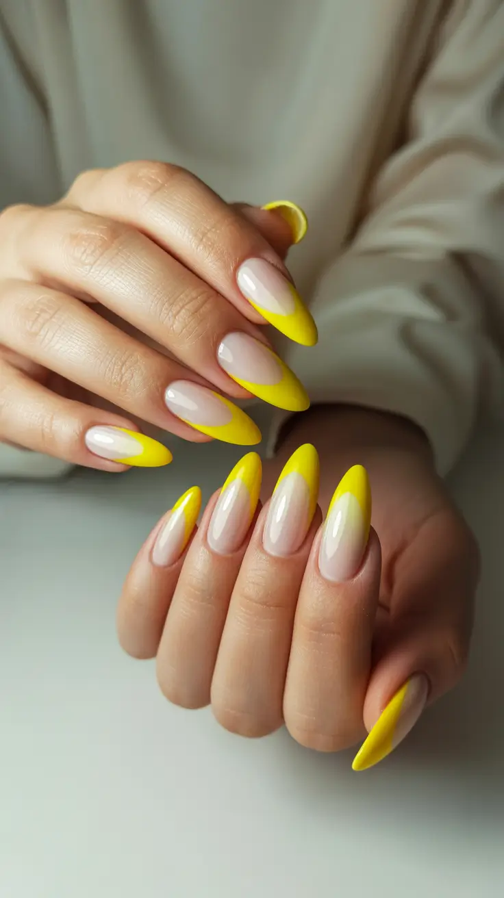 Winter Acrylic Nails 2025–2026 Lemon Frost French