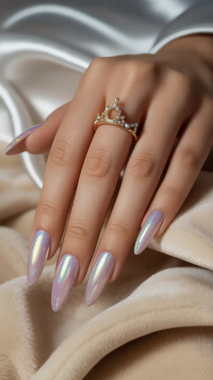 Winter Acrylic Nails 2025–2026 Pearl Iridescence Elegance