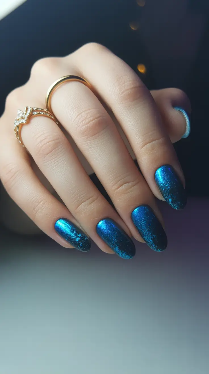 Winter Acrylic Nails 2025–2026 Deep Sapphire Nights