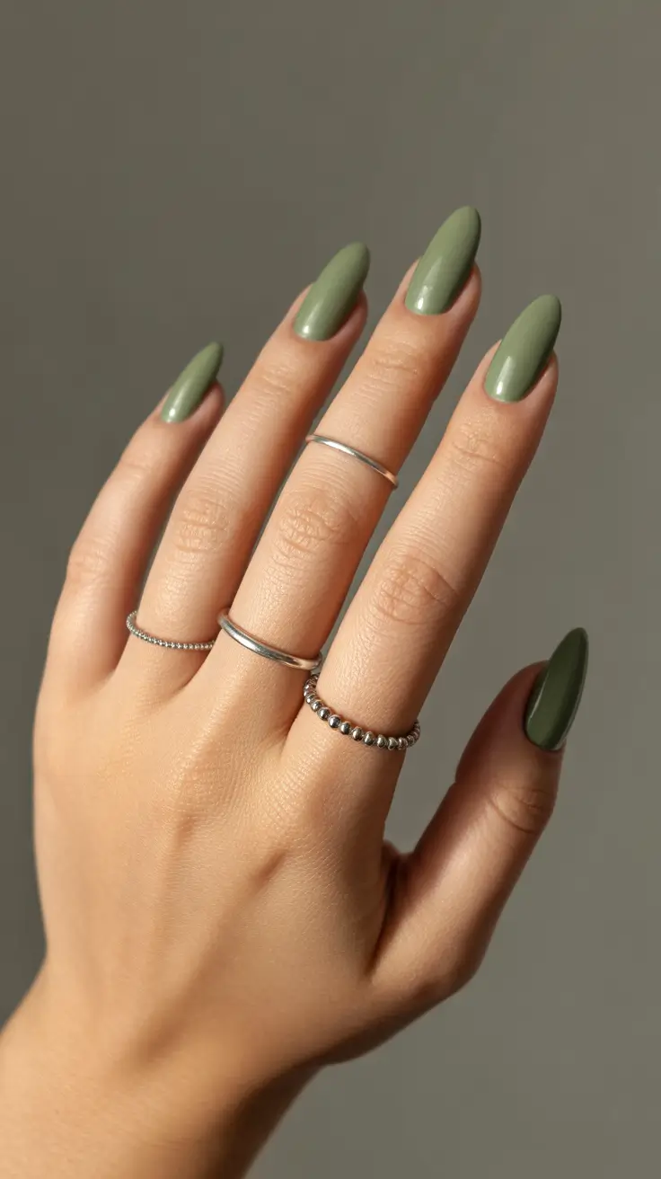 Winter Acrylic Nails 2025–2026 Soft Sage Serenity