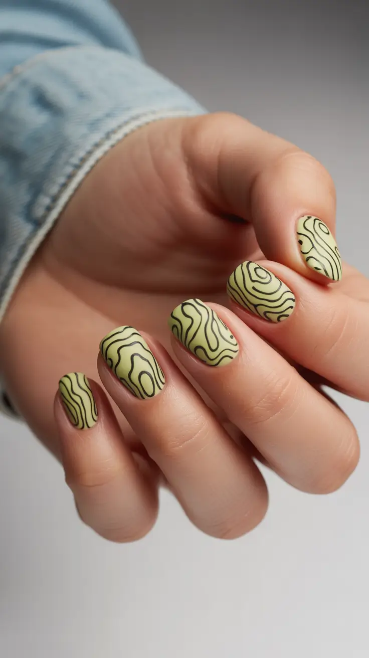 Winter Acrylic Nails 2025–2026 Soft Chartreuse Lines