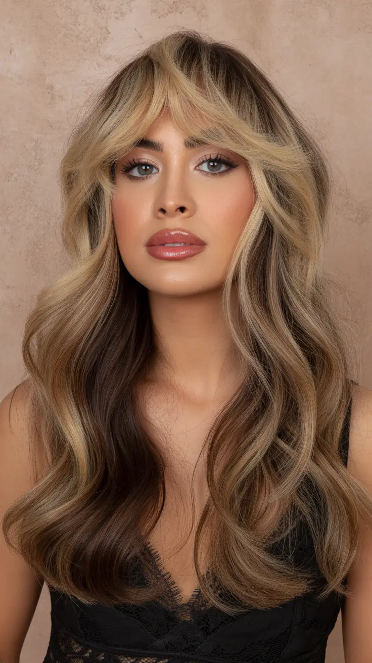 Winter Hair Colors 2025-2026 Trends & Styles Golden Mocha Fringe