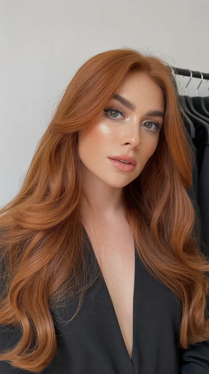 winter hair colors auburn ideas 2025-2026 Copper Silk Layers