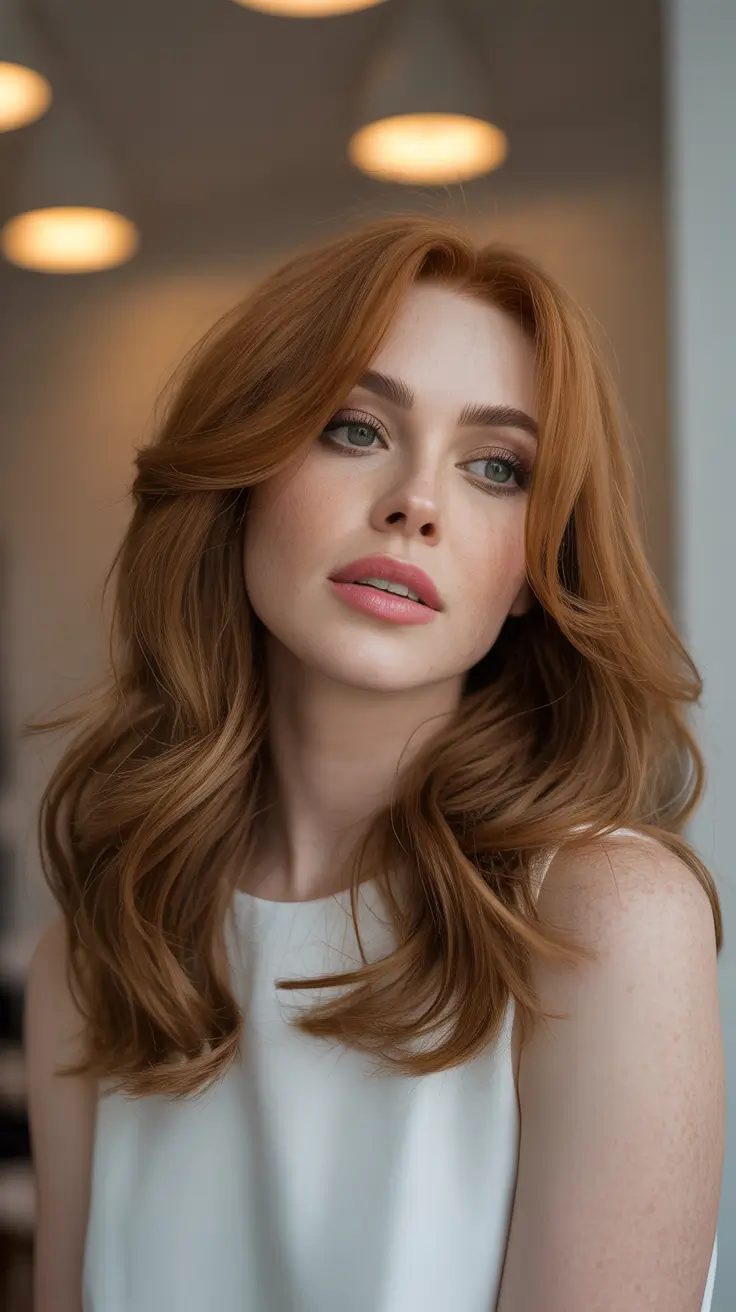 winter hair colors auburn ideas 2025-2026 Caramel Chestnut Glow