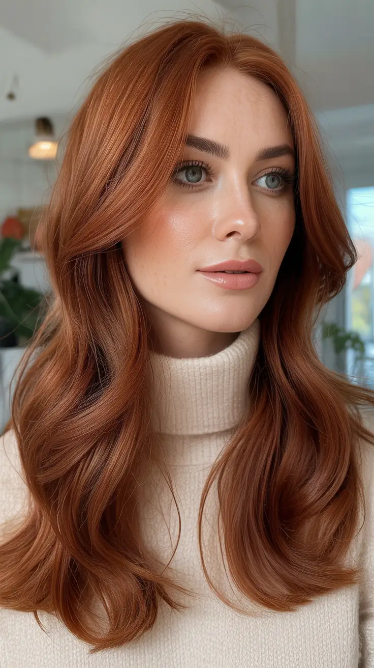winter hair colors auburn ideas 2025-2026 Warm Cinnamon Glow