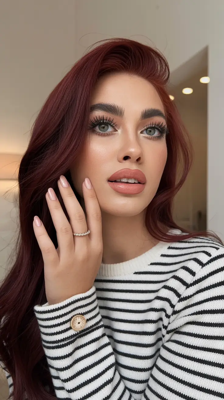 winter hair colors auburn ideas 2025-2026 Rich Burgundy Glamour