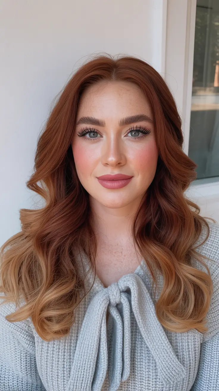 winter hair colors auburn ideas 2025-2026 Golden Ombre Auburn Blend