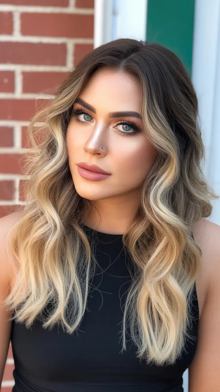 winter hair colors balayage ideas 2025-2026 Warm Root Melt with Creamy Ombre Ends