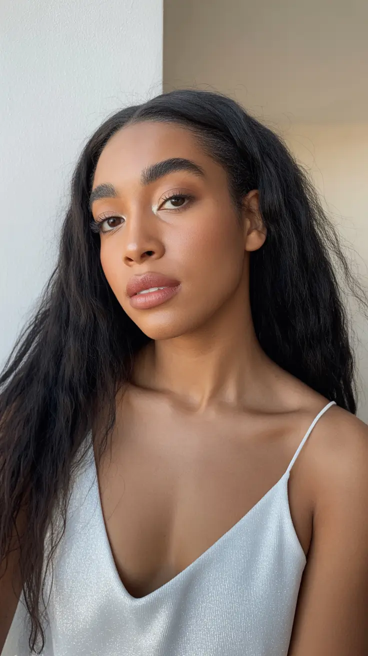 winter hair colors dark skin ideas 2025 - 2026 Natural Texture with Subtle Cocoa Tones