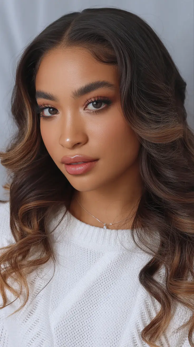 winter hair colors dark skin ideas 2025 - 2026 Toffee-Tipped Chocolate Waves