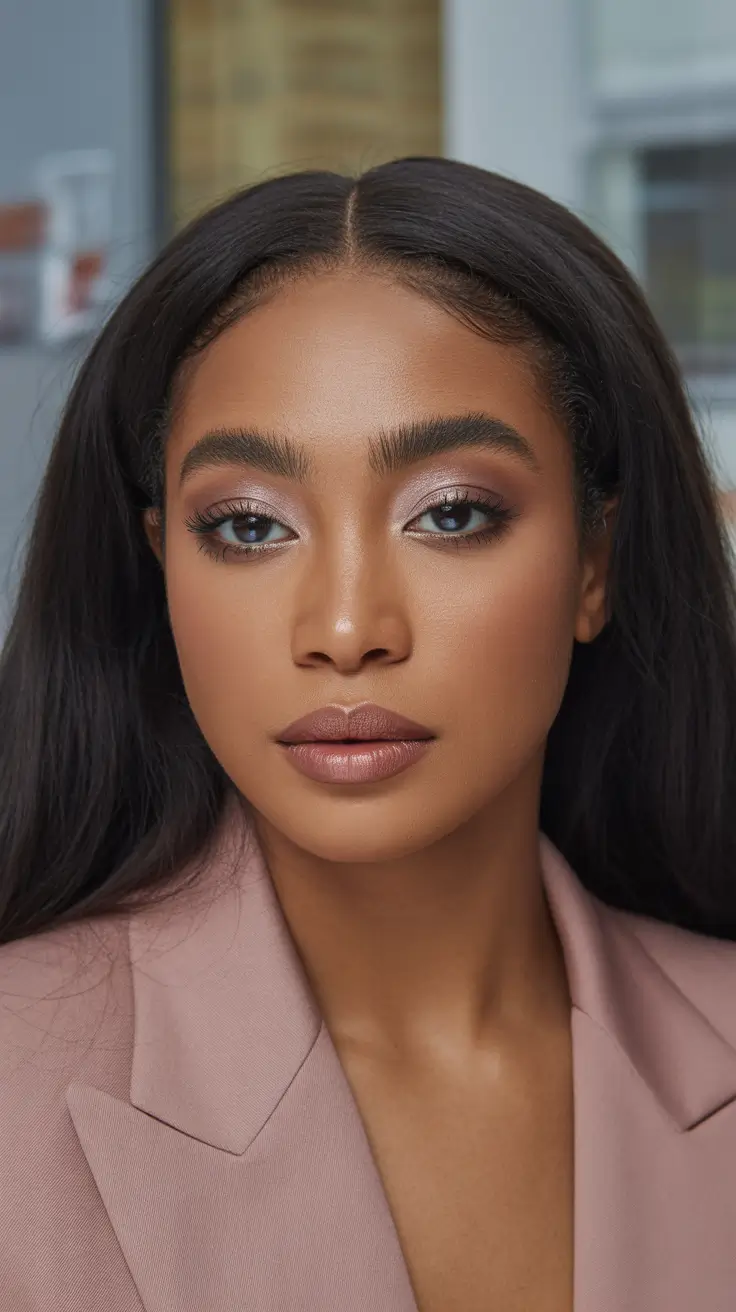 winter hair colors dark skin ideas 2025 - 2026 Sleek Midnight Part with Subtle Glow