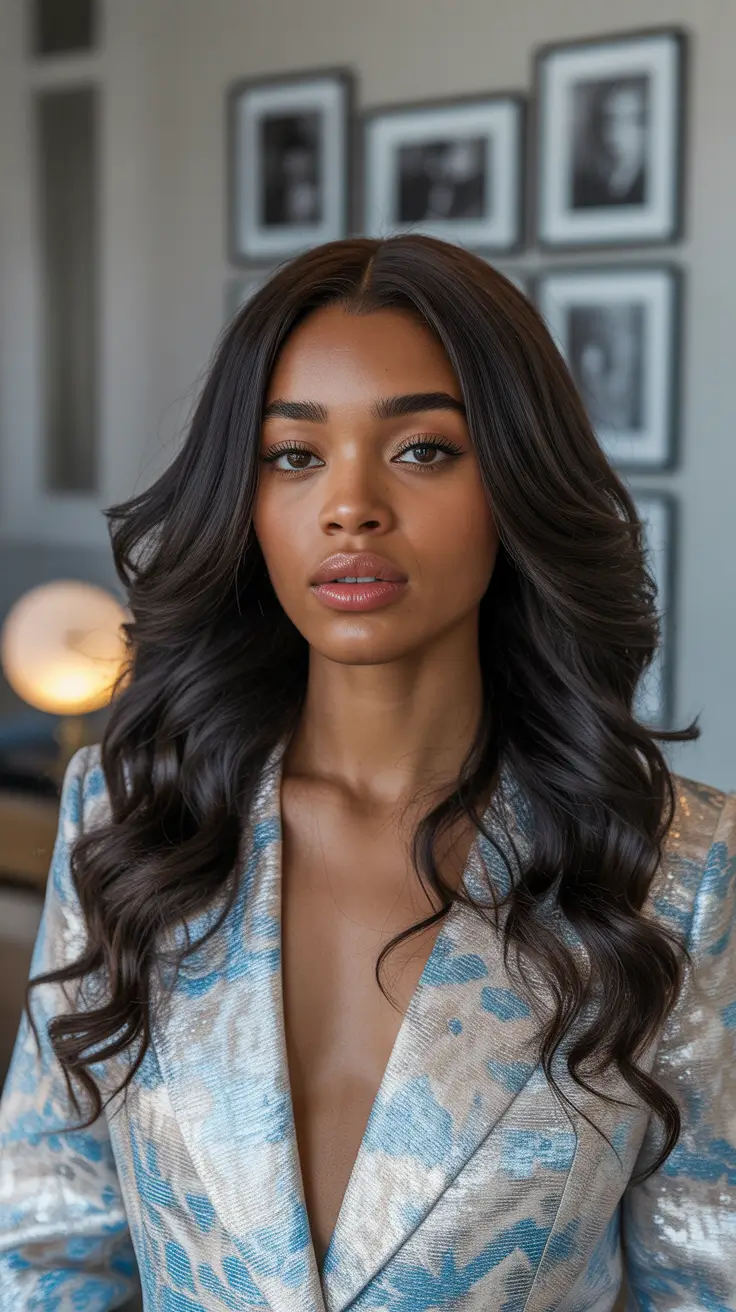 winter hair colors for black women ideas 2025 / 2026 Midnight Chocolate Waves