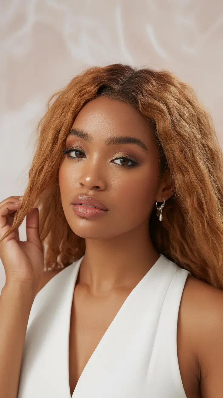 winter hair colors for black women ideas 2025 / 2026 Golden Honey Blonde with Root Depth