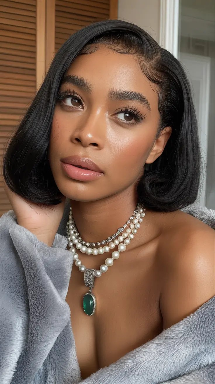 winter hair colors for black women ideas 2025 / 2026 Raven Luxe Bob