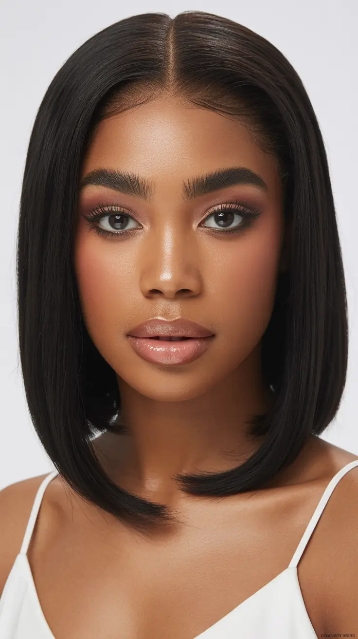 winter hair colors for black women ideas 2025 / 2026 Polished Cocoa Lob