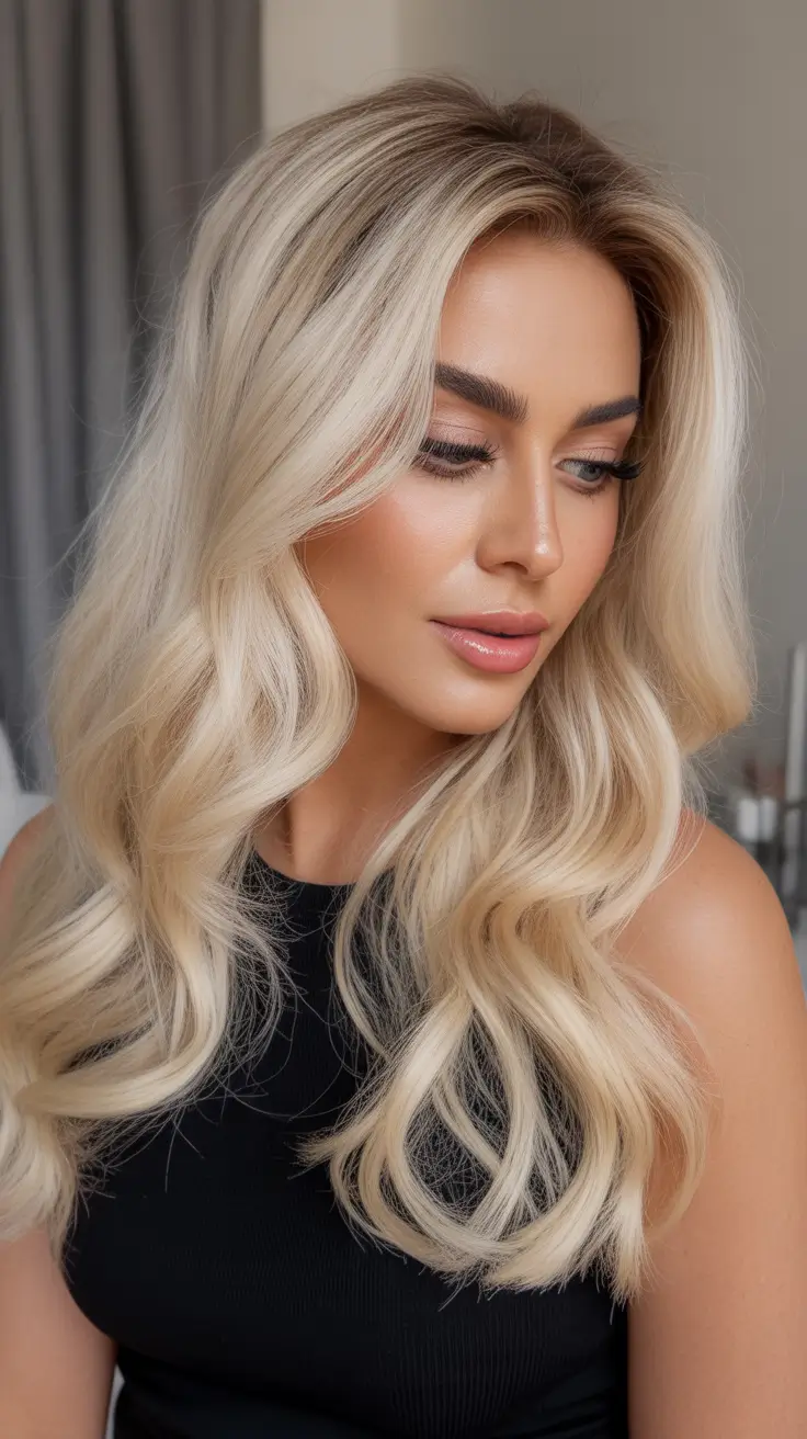 winter hair colors for blondes ideas 2025 - 2026 Soft Pearl Blonde Waves