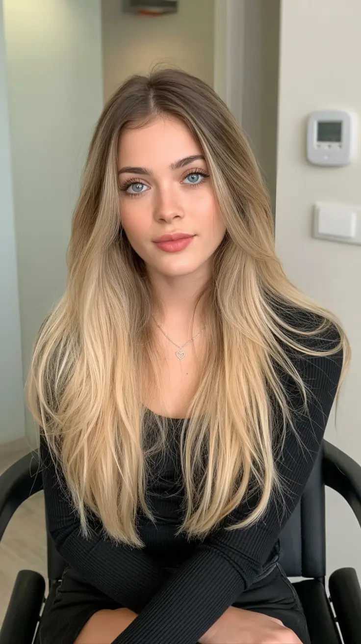 winter hair colors for blondes ideas 2025 - 2026 Golden Ombre Glow