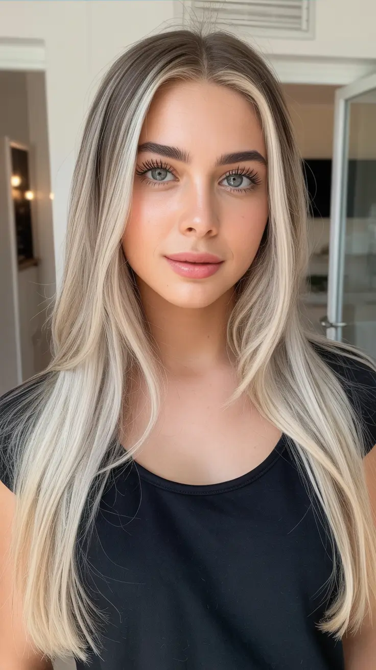 winter hair colors for blondes ideas 2025 - 2026 Ash Blonde with Light Contour Highlights