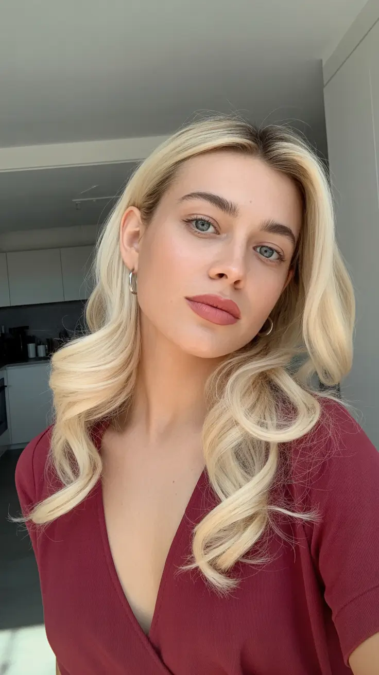 winter hair colors for blondes ideas 2025 - 2026 Soft Champagne Blonde Waves