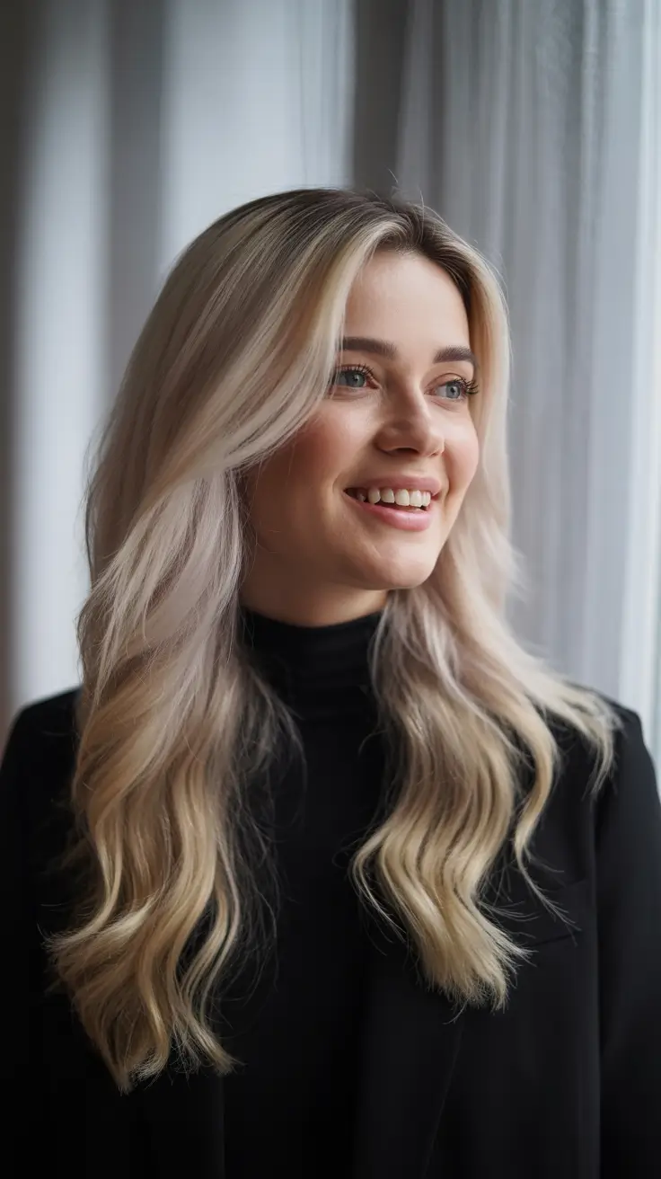 winter hair colors for blondes ideas 2025 - 2026 Soft Vanilla Blonde with Natural Roots