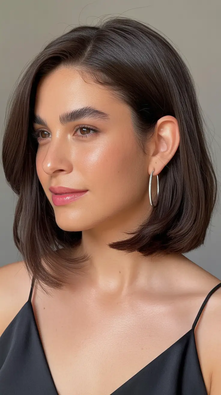 winter hair colors for brown hair ideas 2025 / 2026 Short Espresso Bob with Natural Shine