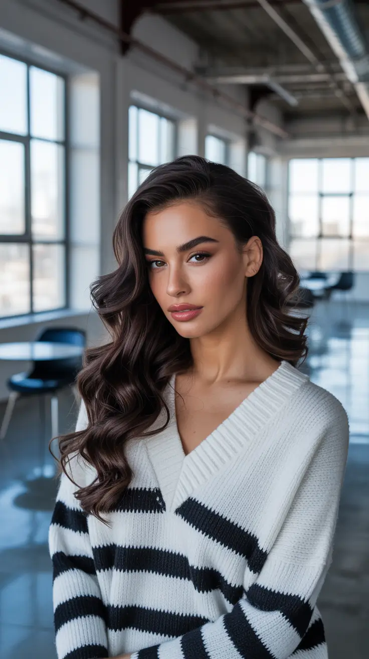 winter hair colors for brown hair ideas 2025 / 2026 Classic Deep Mocha Waves