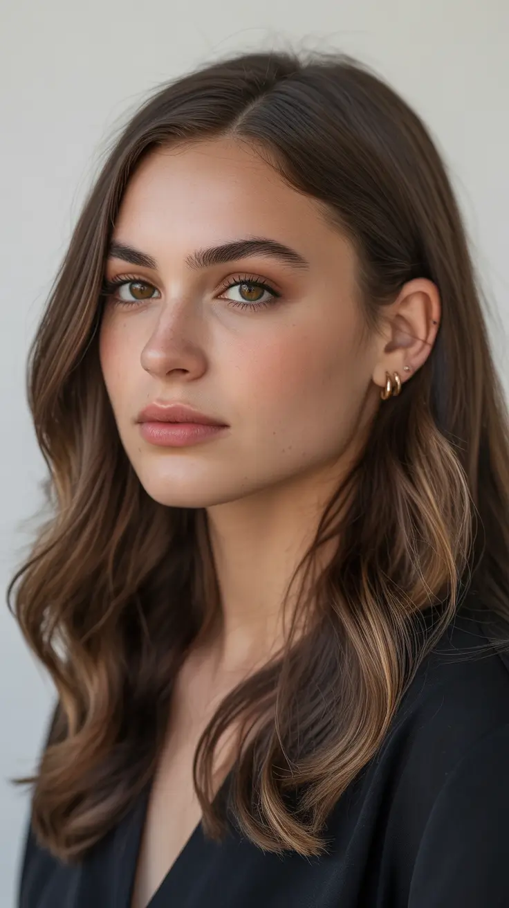 winter hair colors for brunettes ideas 2025-2026 Golden Chestnut Layers