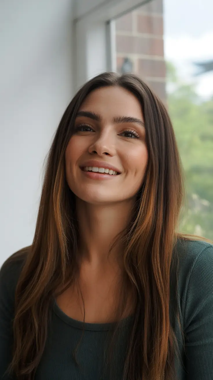 winter hair colors for brunettes ideas 2025-2026 Caramel Whisper Brunette