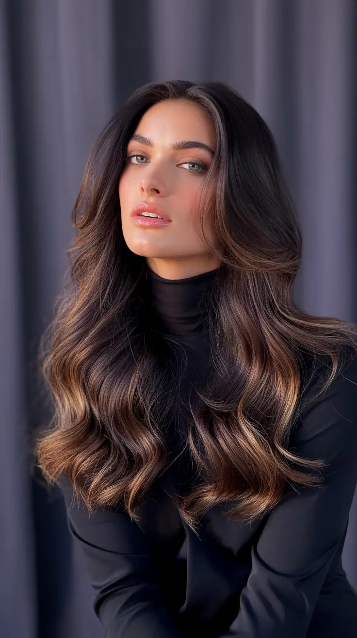 winter hair colors for brunettes ideas 2025-2026 Bronzed Mocha Glamour