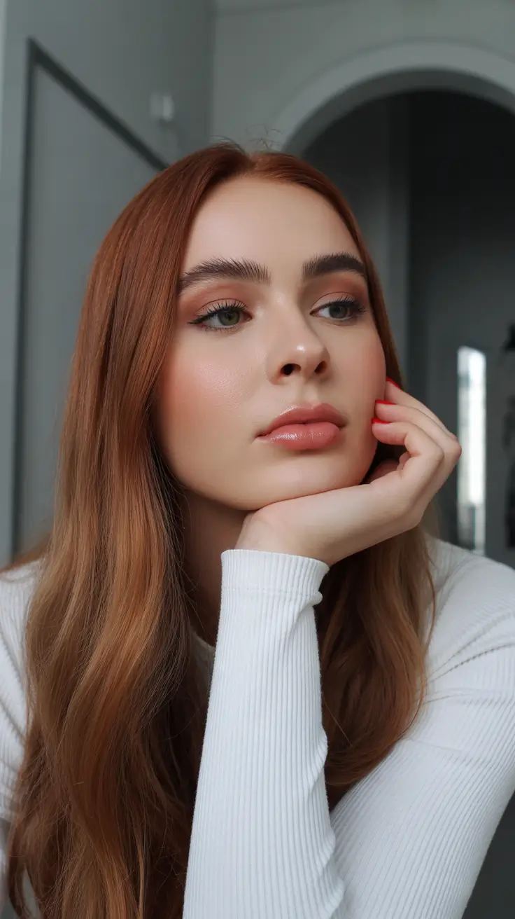 winter hair colors for brunettes ideas 2025-2026 Warm Auburn Gloss