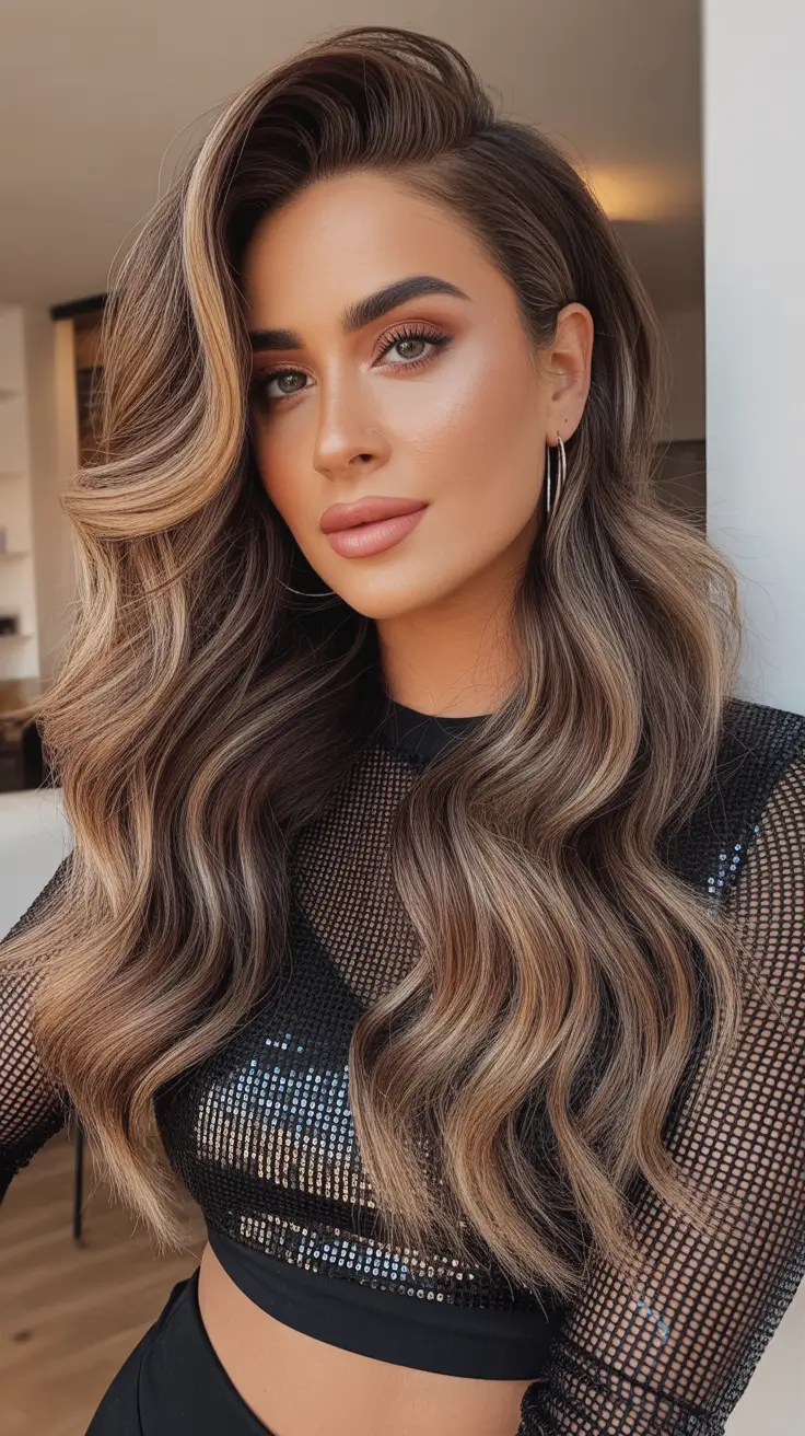 winter hair colors highlights ideas 2025 - 2026 Bronzed Mocha Volume Waves