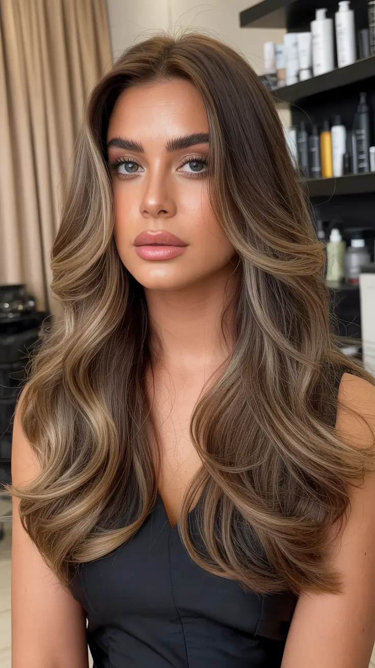 winter hair colors highlights ideas 2025 - 2026 Golden Mocha with Blended Dimension