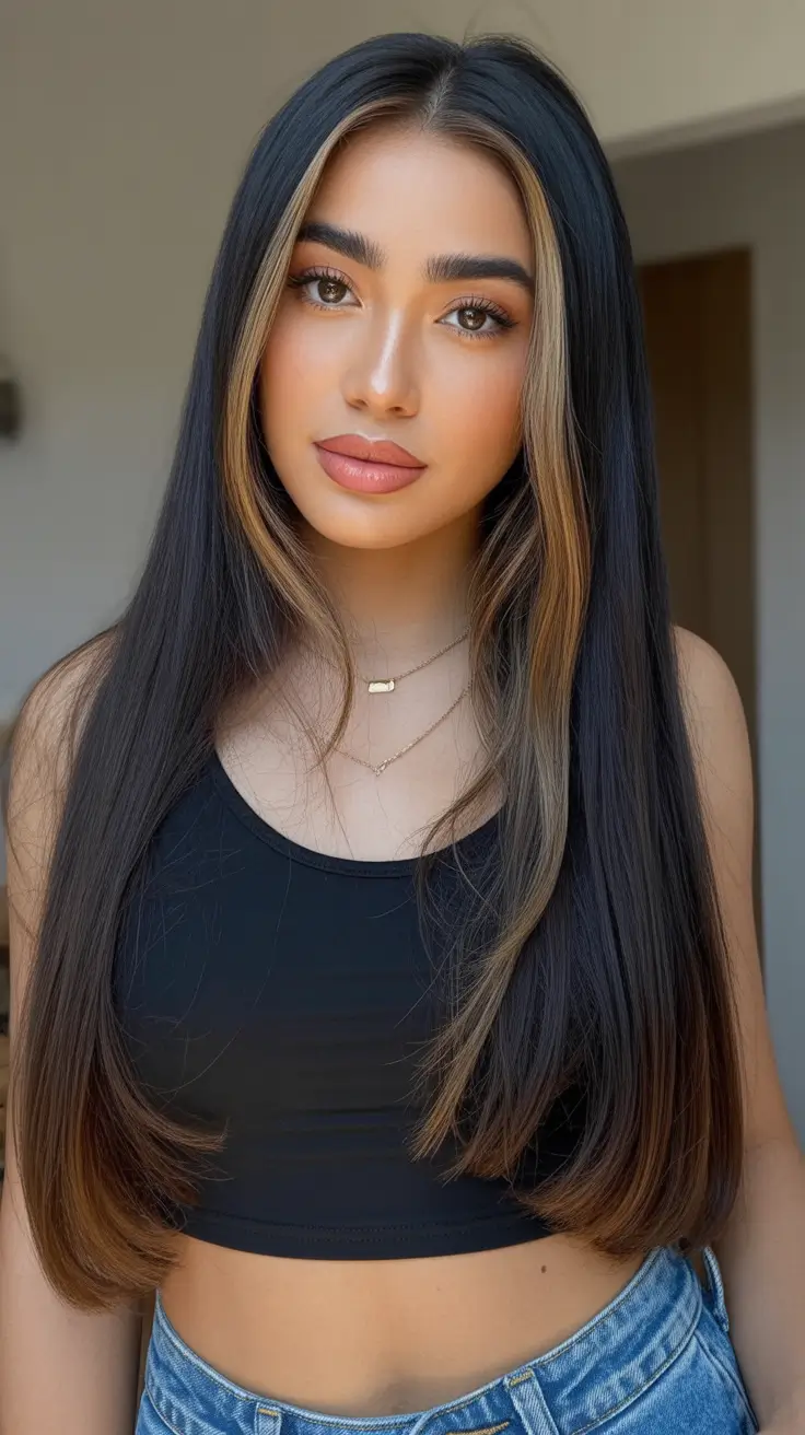 winter hair colors highlights ideas 2025 - 2026 Face-Framing Espresso Ribbons