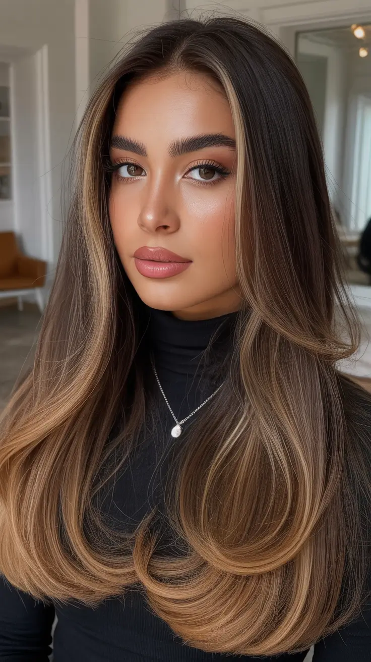 winter hair colors highlights ideas 2025 - 2026 Toasted Caramel Smooth Layers