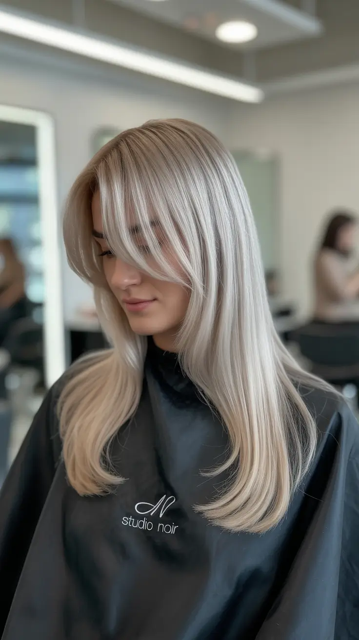 Winter Haircuts 2025-2026 Trends & Styles Silver Blonde Curtain Layers
