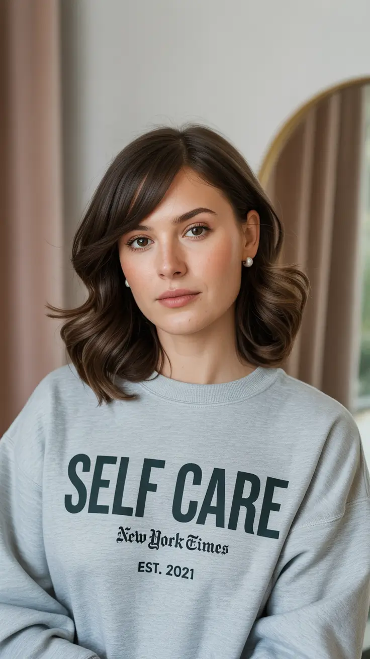 Winter Haircuts for Round Faces 2025-2026 Style Guide Chestnut Soft Curls