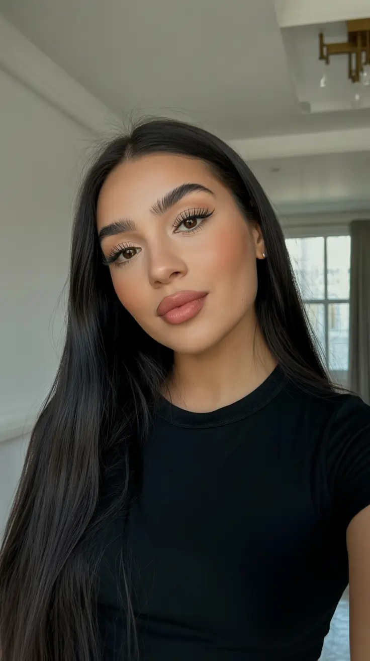 Winter Haircuts for Round Faces 2025-2026 Style Guide Glossy Midnight Length