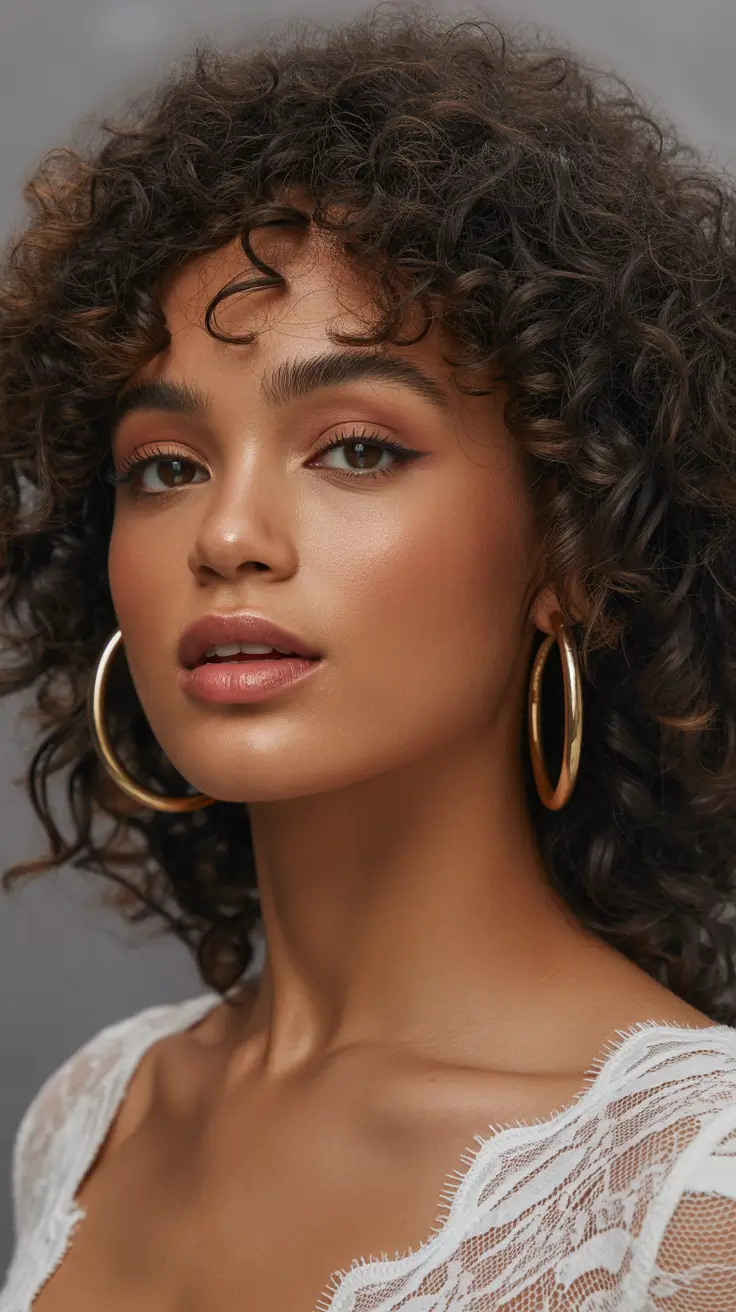 Winter Haircuts for Round Faces 2025-2026 Style Guide Coily Volume with Warmth