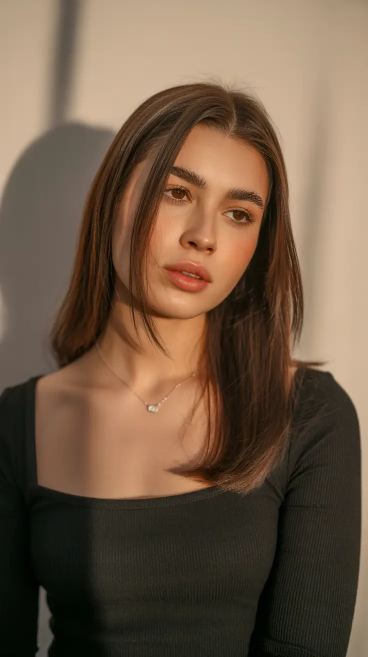 Winter Haircuts for Round Faces 2025-2026 Style Guide Golden Brown Sleek Layers