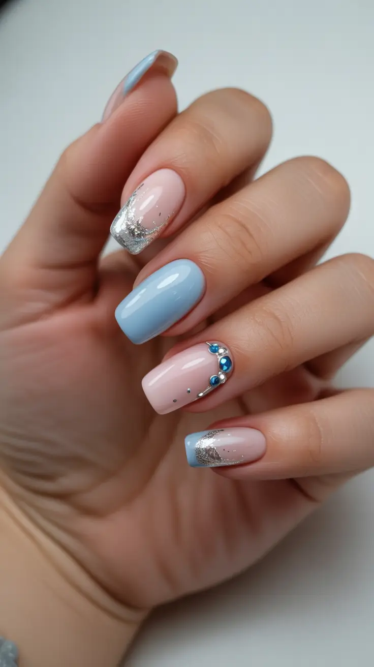 winter nails design and color ideas 2025-2026 Frosted Blue Elegance