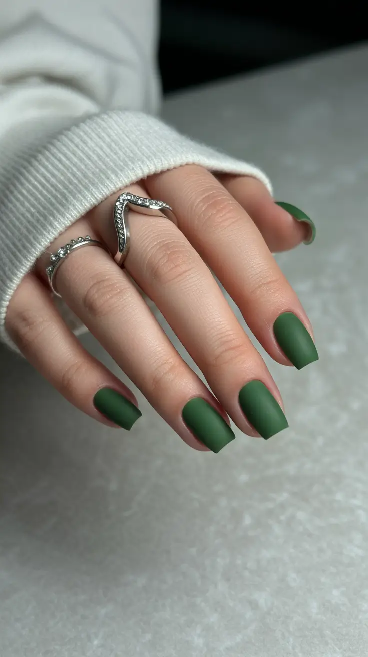 winter nails design and color ideas 2025-2026 Forest Velvet Calm