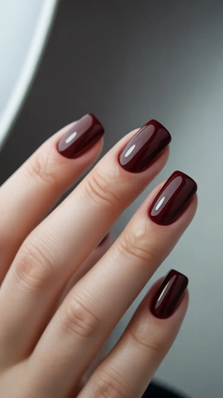 winter nails design and color ideas 2025-2026 Deep Bordeaux Elegance