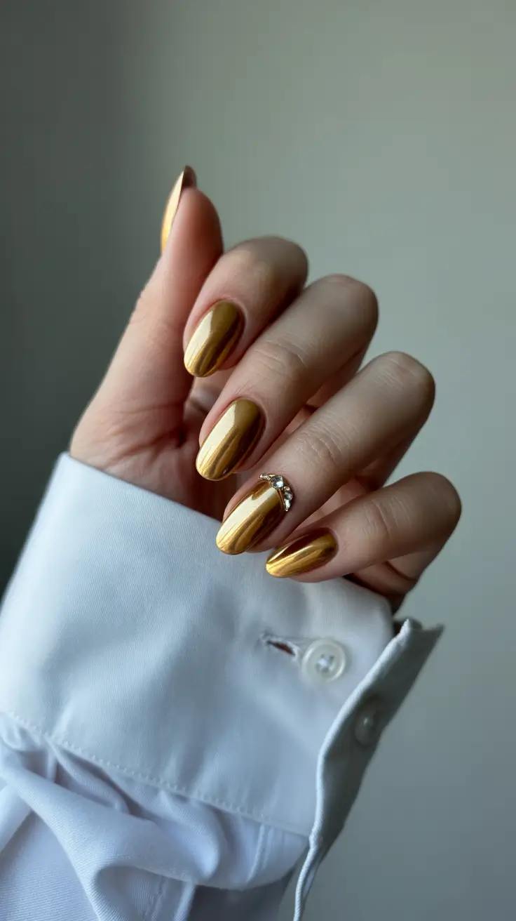 winter nails design and color ideas 2025-2026 Golden Melt Glam