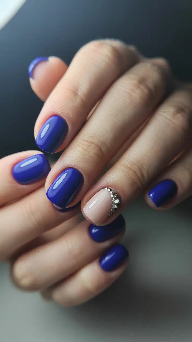winter nails design and color ideas 2025-2026 Royal Midnight & Crystal Accent