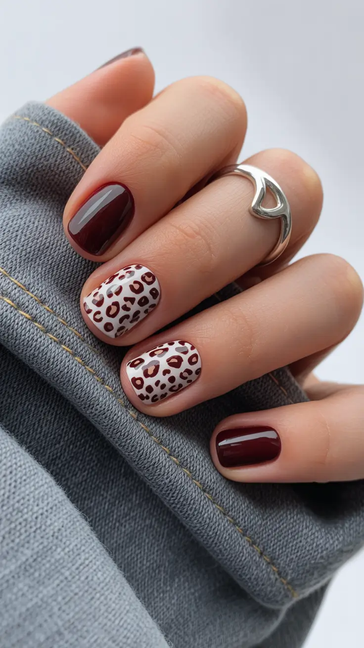 winter nails ideas 2025 - 2026 Leopard Luxe