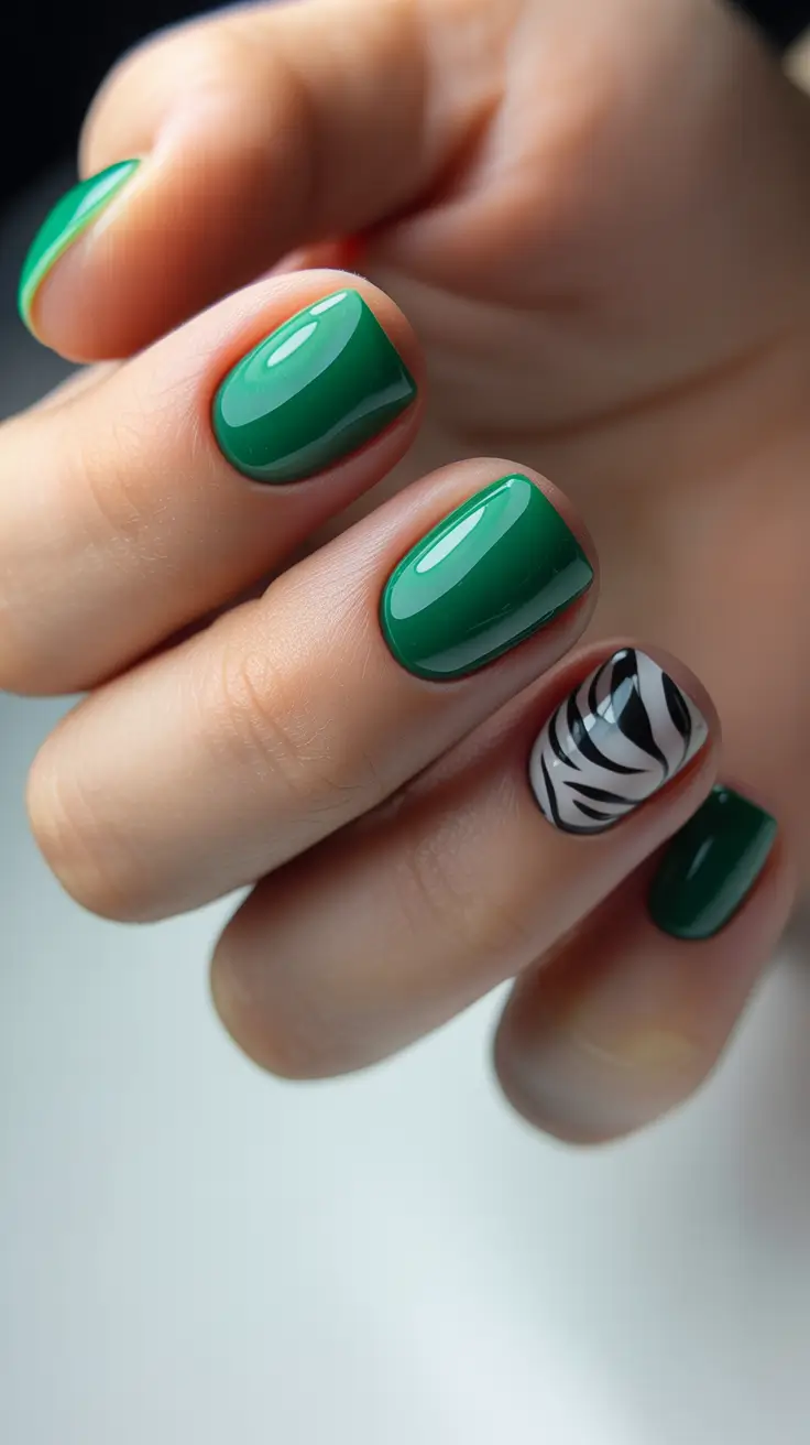 winter nails ideas 2025 - 2026 Emerald Contrast